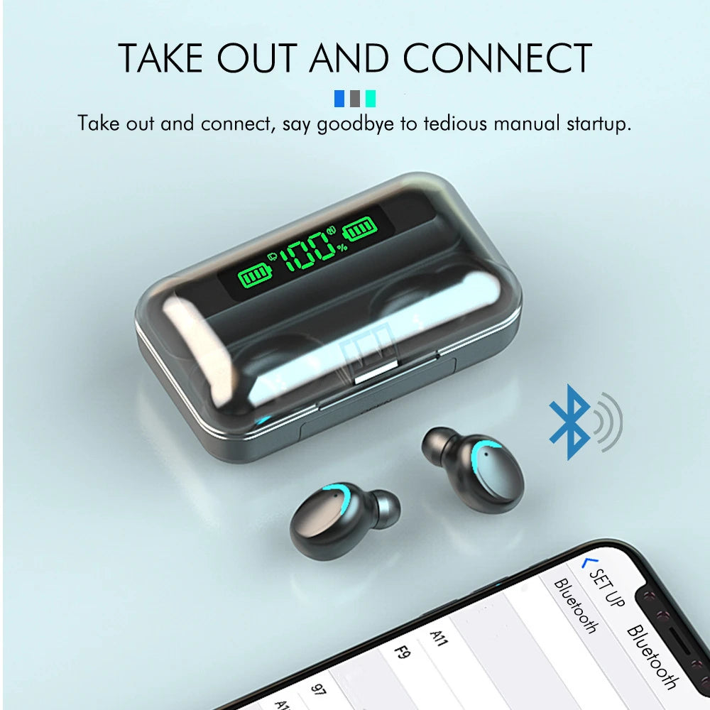 TWS Wireless Earphones Bluetooth Headphones LED Dislpaly Binaural Headset Waterproof HD Calling CVC 8.0 Noise Reduction Earbuds