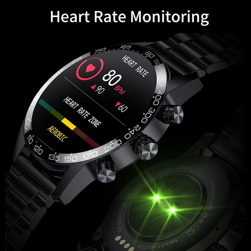 LIGE New AMOLED HD Bluetooth Call Smart Watch Men Blood Pressure Waterproof Watch For Men Business Sport Bracelet Men SmartWatch