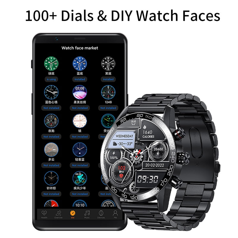 LIGE New AMOLED HD Bluetooth Call Smart Watch Men Blood Pressure Waterproof Watch For Men Business Sport Bracelet Men SmartWatch