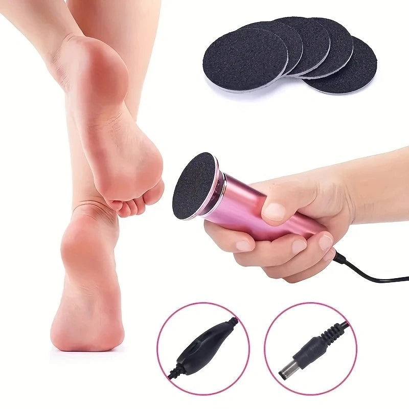 Electronic foot file pedicure sander for removing dead skin, electric callus remover with 60pcs replacement sandpaper disc