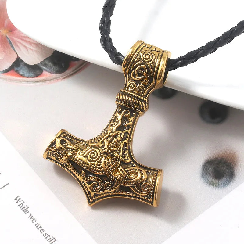 Vintage Nordic Navy Ship Rudder Anchor Pendant Necklace Men\\'s Rock Punk Jewelry