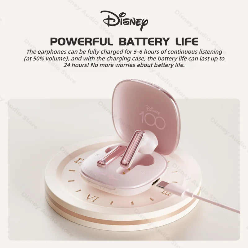 Disney 100th Aniversary Edition Earphones Mickey Minnie TWS Bluetooth Wireless Headphones HD Call Noise Cancelling Earbuds