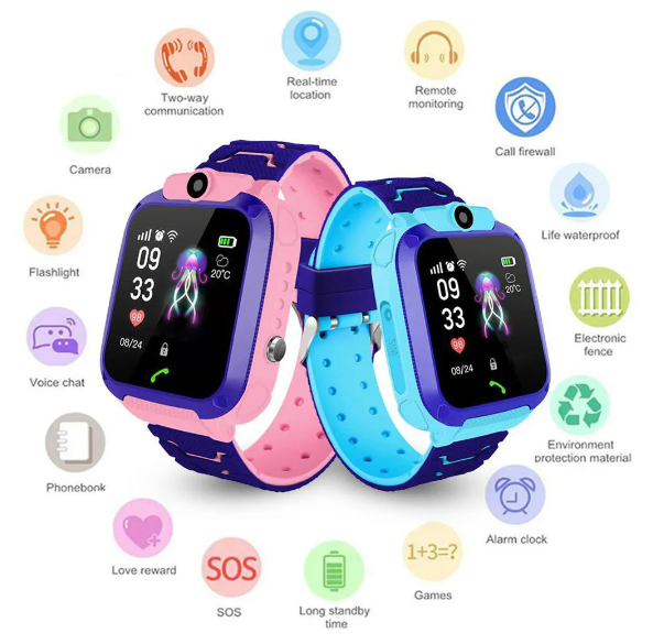 Q12 2G Kids Smart Watch Phone Game 12 Language Voice Chat SOS LBS Location Voice Chat Call Children Smartwatch for kids Clock