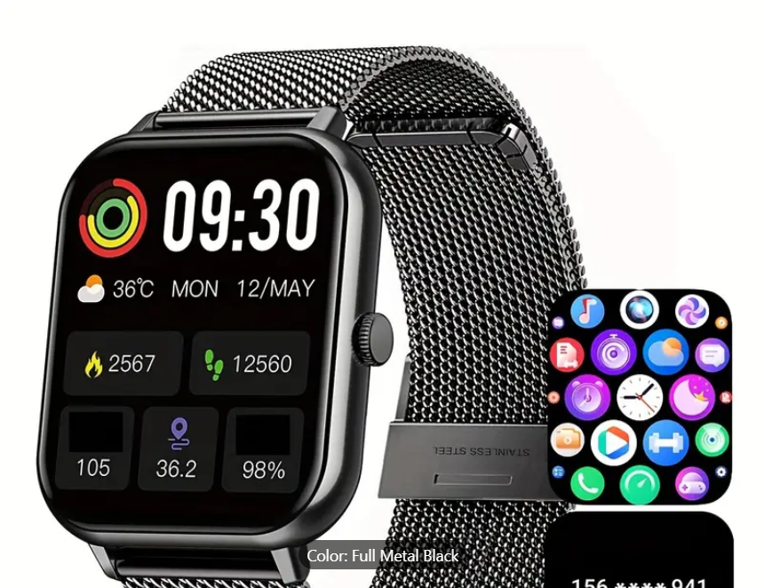 Smart Watch 1.83'' Full Touch Screen: 100+ Sport Modes, Ai Control, Games, Smart Watch For Android & IOS Phones - Perfect For Women & Men!