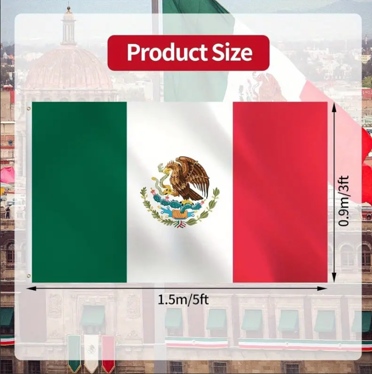 ANJOR Mexico Flag 3x5 Foot Mexican National Flags Polyester With Brass Grommets 3 X 5 Ft