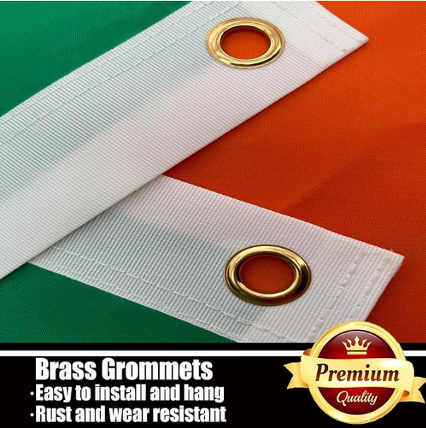 Ireland Irish Flag 3x5 Outdoor Made in USA-Irish National Country Flags Sewn Stripes Vivid Color Heavy Duty Polyester Flags with 2 Brass Grommets