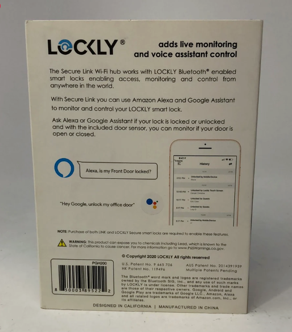 Lockly Secure LINK Wi-Fi Smart Hub For LOCKLY Devices (PGH200)