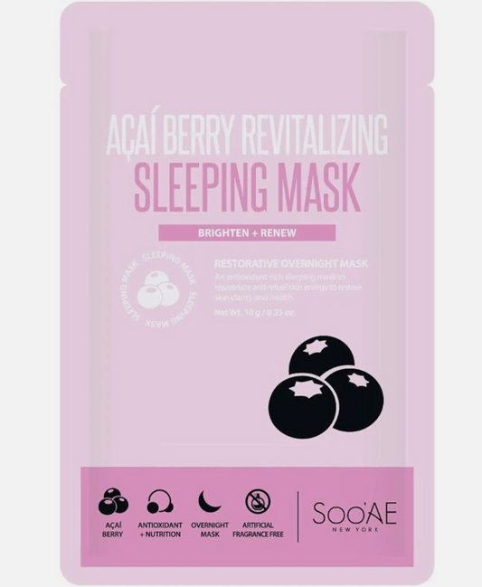 Soo’AE Açaí Berry Revitalizing Sleeping Mask; 12  Pack.