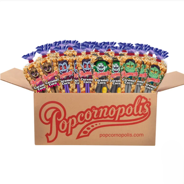 Popcornopolis Halloween Monster 2.2 oz Caramel Corn Mini Cones, 24 count