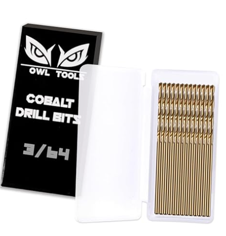 Owl Tools 3/64" Inch Cobalt Drill Bits - 13 Pack of M35 Cobalt Drill Bits with Storage Case - Perfect Drill Bits for Metal, Hardened & Stainless Steel, Cast Iron, and More!