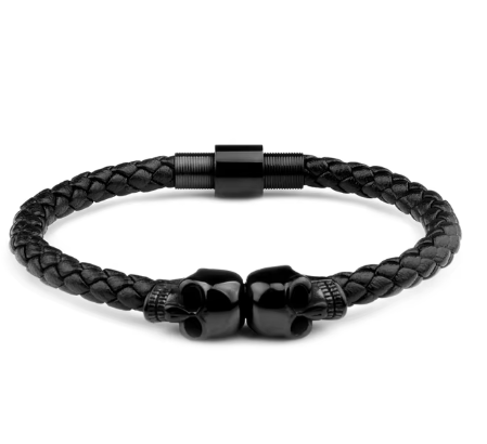 Fashion Simple Natural Stones Beads Handmade Woven Leather Wrap Bracelet Men Metal Leaf Cross Skull Bracelets Bangles Jewelry