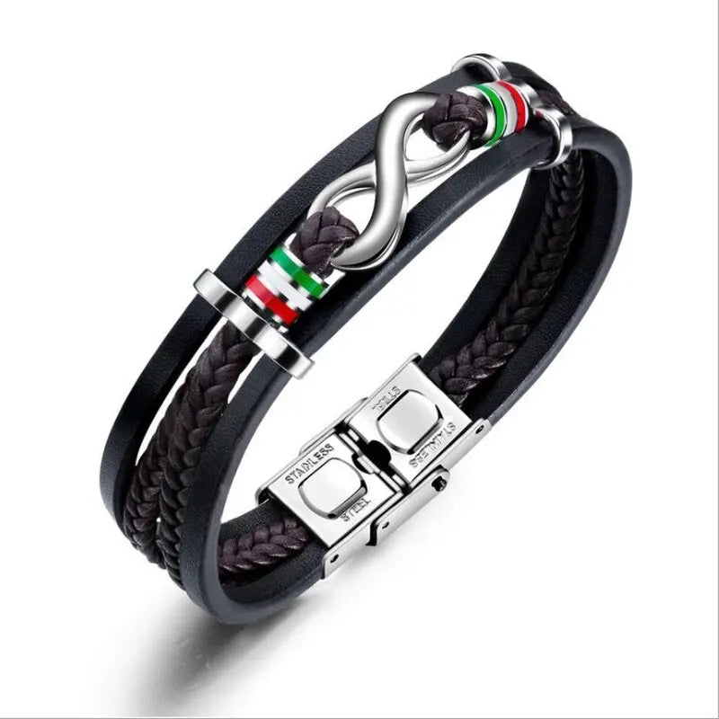 Classic Cross Leather Bracelet for Men Handsome Jewelry Gift Multilayer Wrap Bracelet with Metal Magnetic Clasp