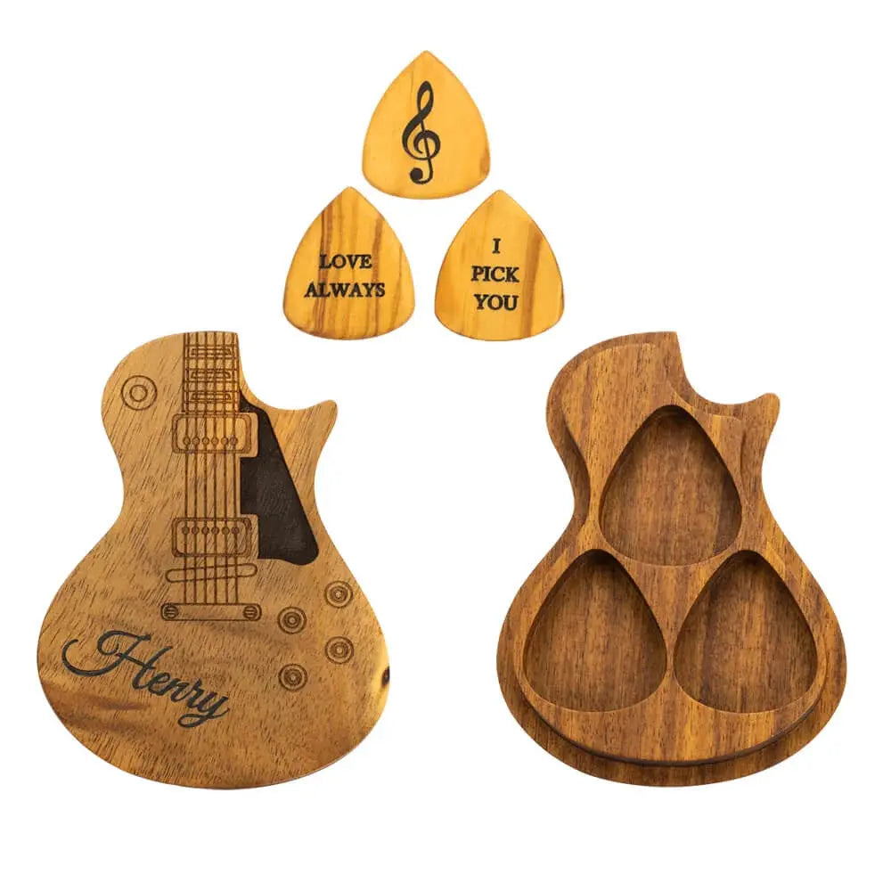 Personalized wooden guitar pickup with storage case engraved stand box for pickup set guitar - Image #3