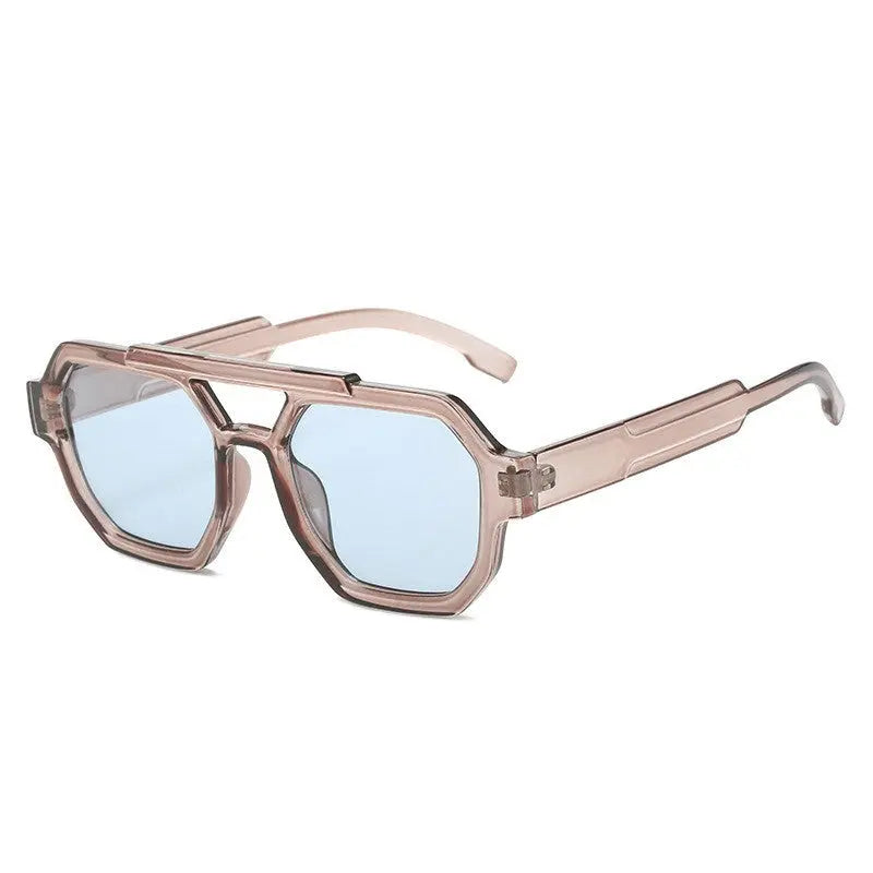 Polygon Double Beam Sunglasses Pilot Sunshade Sunglasses - Image #4