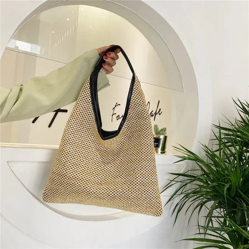 Vintage  Summer Women Durable Weave Straw Beach Bags Linen Woven Bucket Bag Grass Casual Tote Handbags Knitting Rattan Bags - Image #2