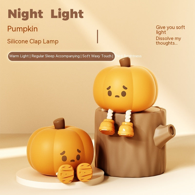 Pumpkin Lamp Small Night Lamp Halloween Silicone Pat Lamp Ambience Light