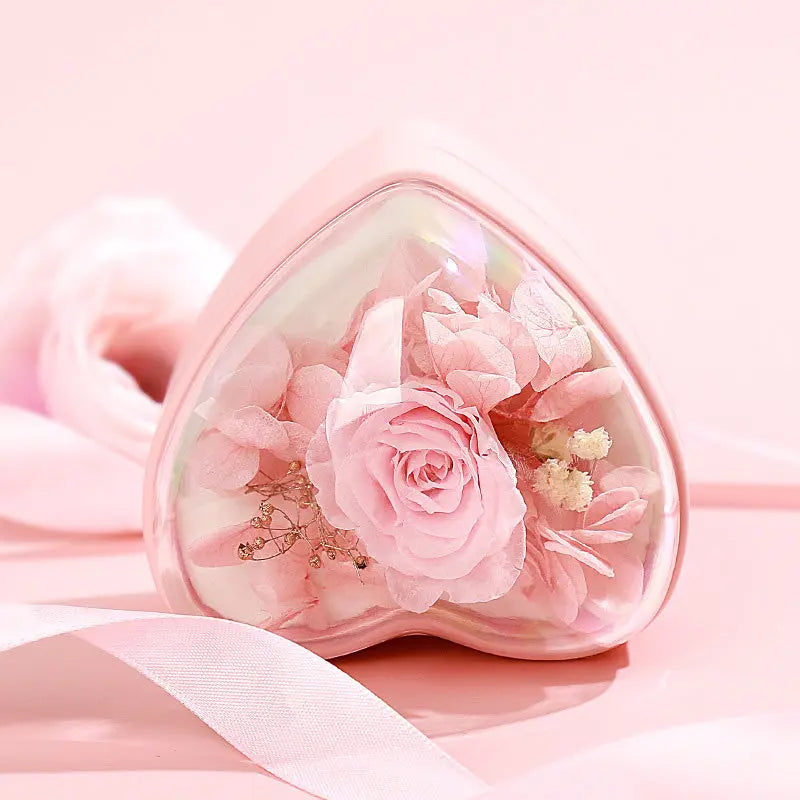 Romantic Valentine's Day Gift Box Acrylic Heart Eternal Flower Gift Box Ring Locket Storage Box Jewelry Boxes and Packaging - Image #1