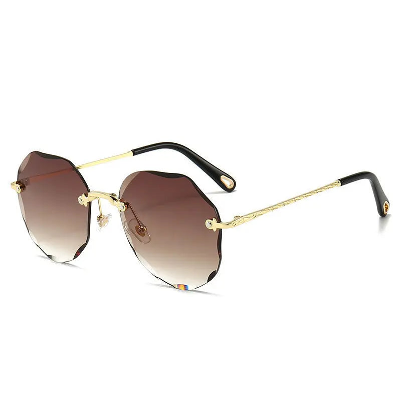 Polygonal Sunglasses Women Rimless Trimmed Sunglasses - Image #4