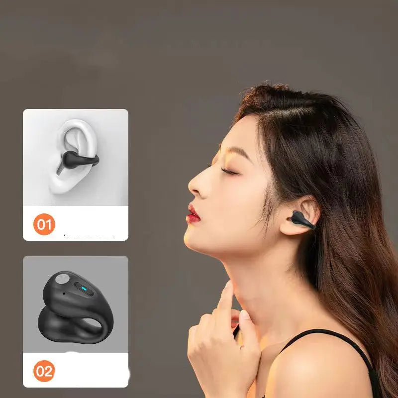 Bone Conduction Headphones TWS Earbuds Ear Clip Bluetooth 5.3 Touch Wireless Earphone In-Ear Bass HIFI Sports Headset - Image #3