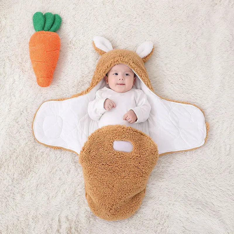 Cross border mother and baby products, newborn lamb plush blanket, baby cotton clip, autumn and winter thickened split leg sleeping bag, baby blanket - Image #7