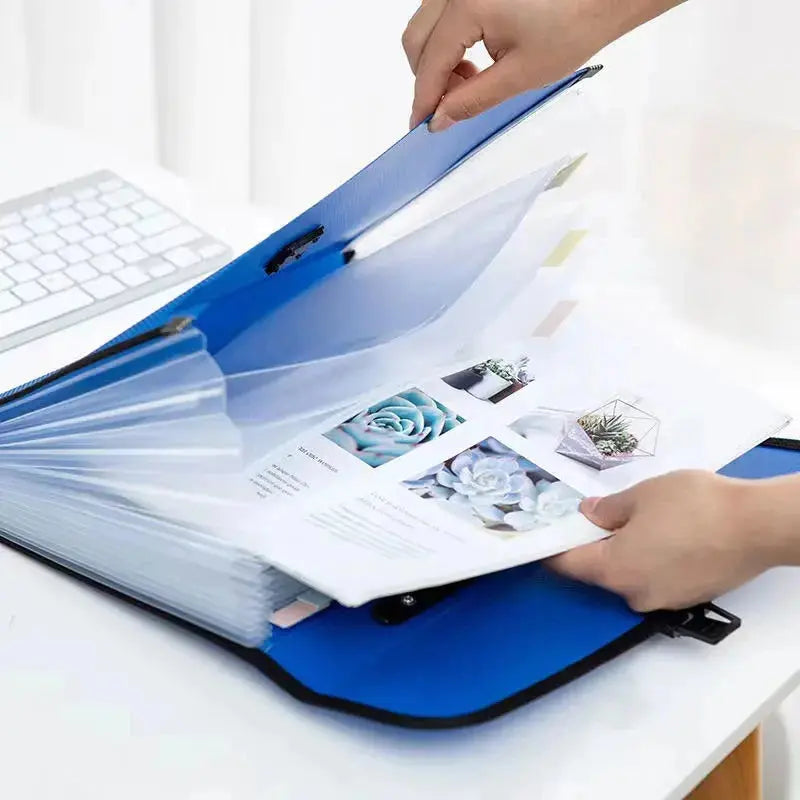 A4 Portable Folder Storage Bag 13 Pocket Accordion Bag Information Test Paper File Bag Office Document Organization File Folder - Image #4