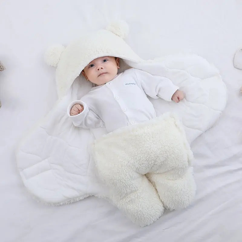 Cross border mother and baby products, newborn lamb plush blanket, baby cotton clip, autumn and winter thickened split leg sleeping bag, baby blanket - Image #2