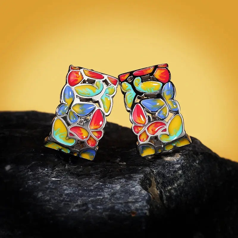 Bohemian Butterfly Earrings Fashion Enamel Glaze Flower - Image #2