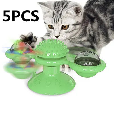 Cat Rotating Windmill Multi-Function Toys Itch Scratching Device Teeth Shining Toy - Image #2