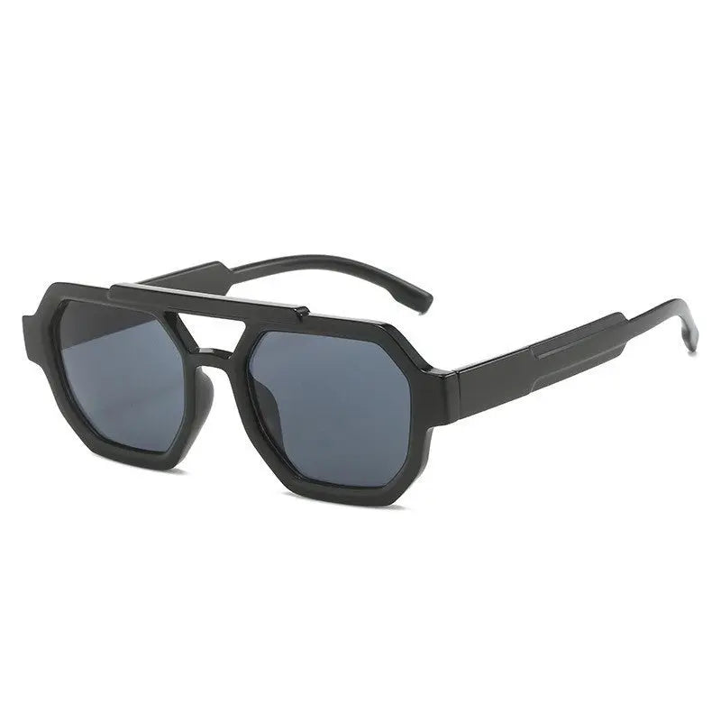 Polygon Double Beam Sunglasses Pilot Sunshade Sunglasses - Image #4