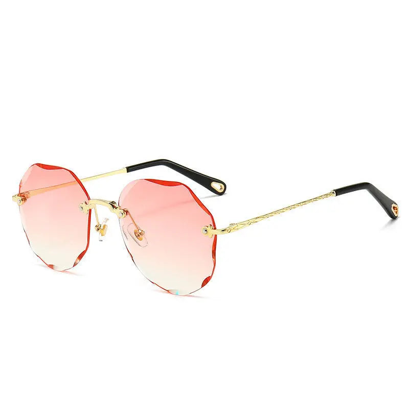 Polygonal Sunglasses Women Rimless Trimmed Sunglasses - Image #6