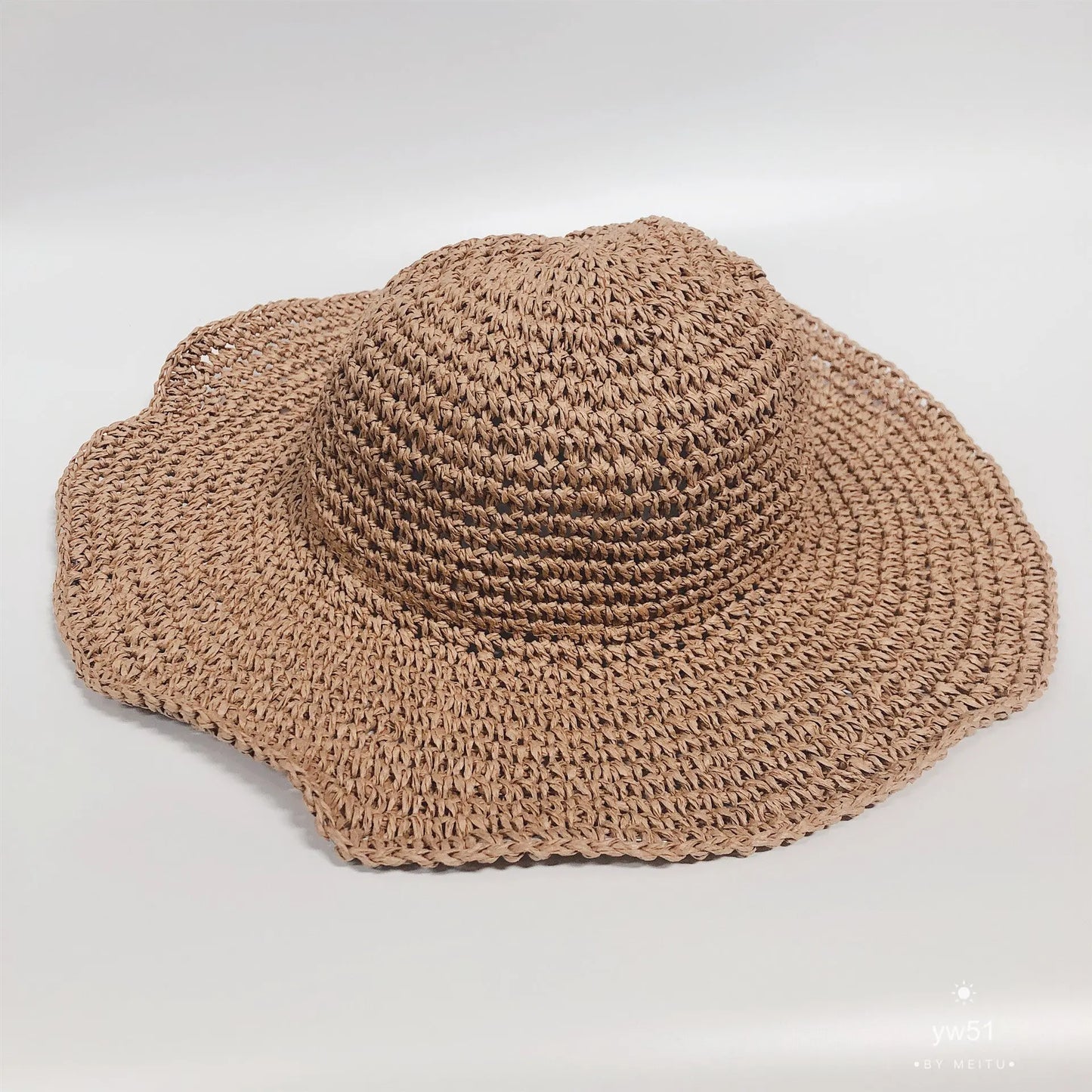 Summer Outing Sunscreen Hat for Women with Foldable Straw Hats Holiday Cool Hat Beach Hat - Image #4