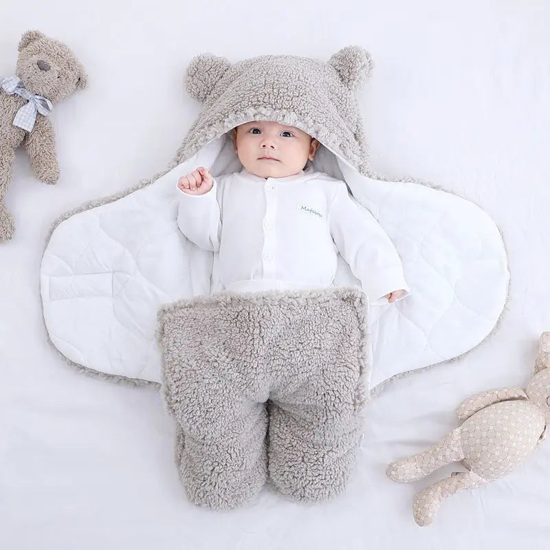 Cross border mother and baby products, newborn lamb plush blanket, baby cotton clip, autumn and winter thickened split leg sleeping bag, baby blanket - Image #6