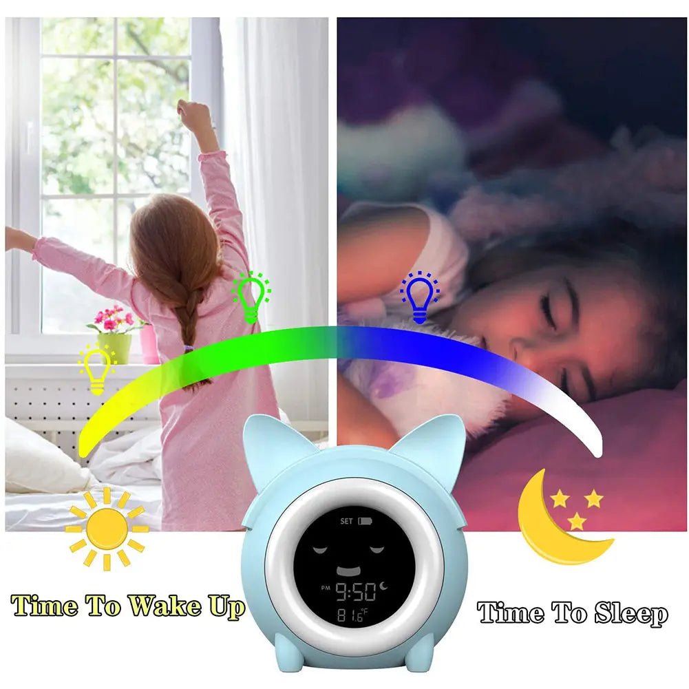 Cartoon Cat Mini Alarm Clock, Children's Sleep Training Clock, Digital Electronic Clock - Image #4