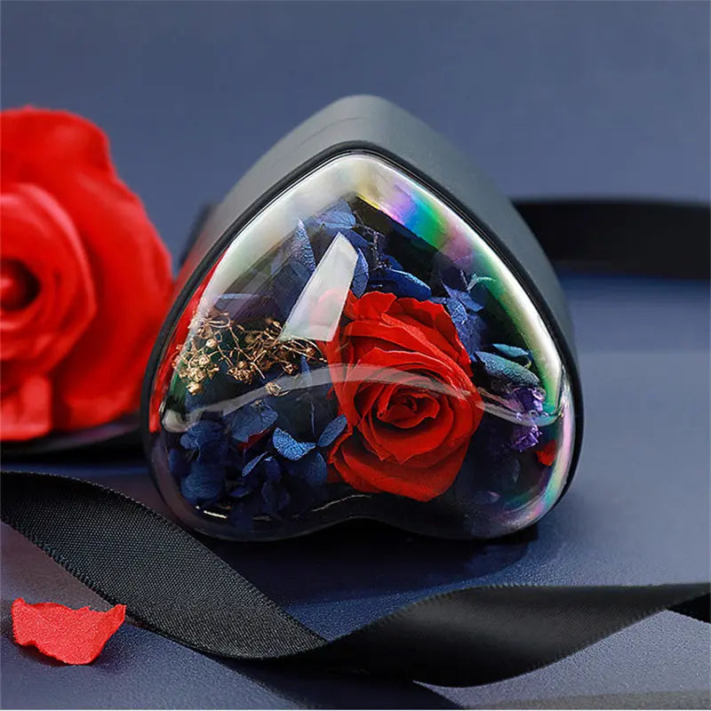 Romantic Valentine's Day Gift Box Acrylic Heart Eternal Flower Gift Box Ring Locket Storage Box Jewelry Boxes and Packaging - Image #2