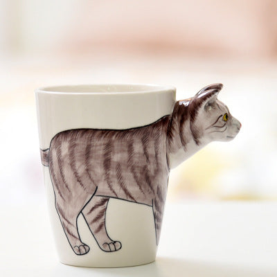 Festival gift Ceramic coffee milk tea mug 3D animal shape Hand painted Cow cup