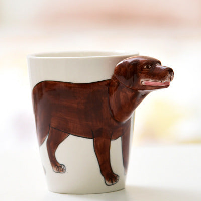 Festival gift Ceramic coffee milk tea mug 3D animal shape Hand painted Cow cup