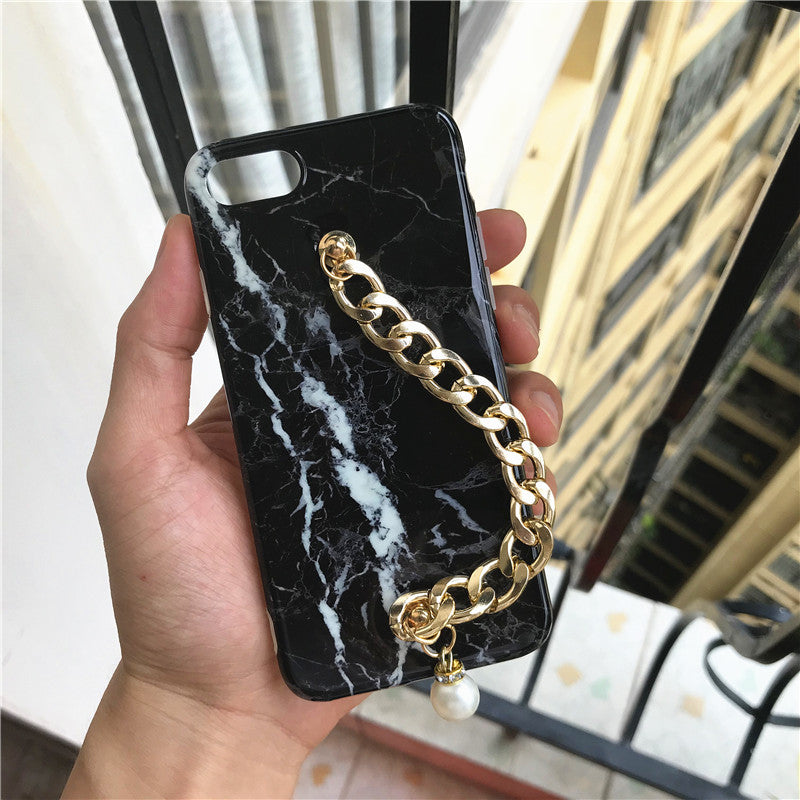 Pearl chain marble phone case