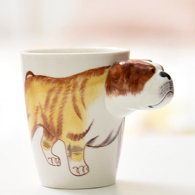 Festival gift Ceramic coffee milk tea mug 3D animal shape Hand painted Cow cup