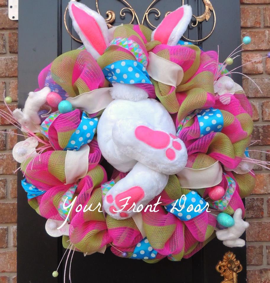 Cute Easter Decoration Rabbit Wreath Lovely Faceless Doll Easter Thief Bunny Butt And Ears Cartoon Rabbits