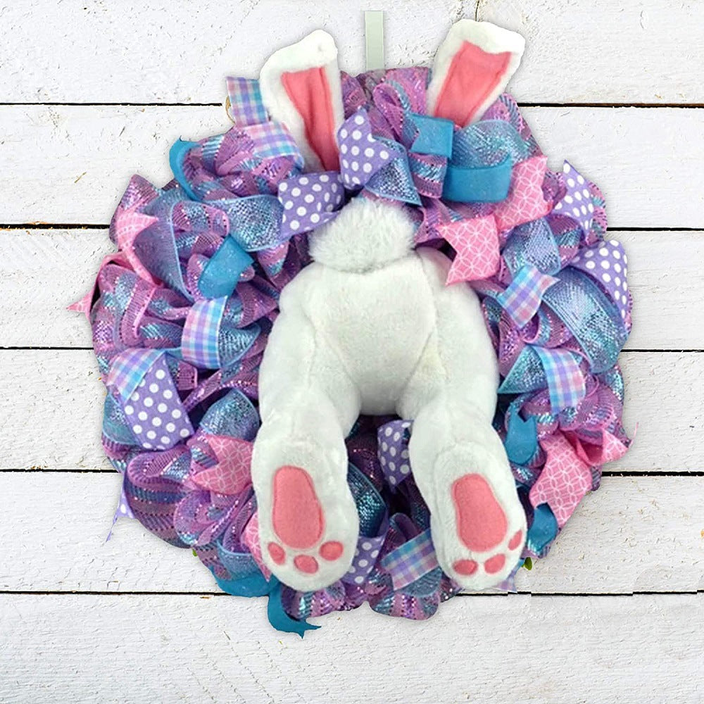 Cute Easter Decoration Rabbit Wreath Lovely Faceless Doll Easter Thief Bunny Butt And Ears Cartoon Rabbits