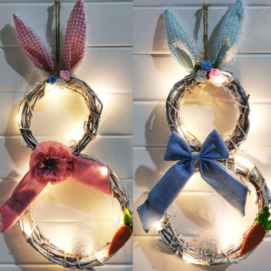 The Easter Bunny Decorated The Vine Wreath With Lights