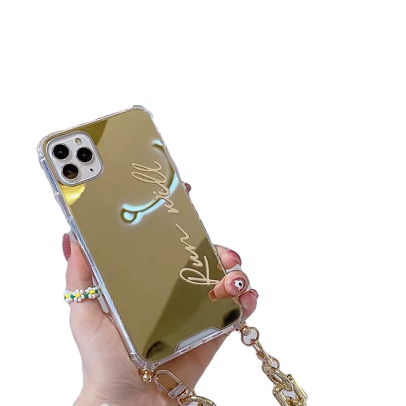 Compatible with Apple, Compatible with Apple , Golden Chain Mirror Suitable For IPhone Soft Phone Case