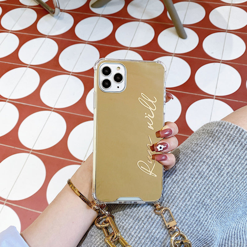 Compatible with Apple, Compatible with Apple , Golden Chain Mirror Suitable For IPhone Soft Phone Case