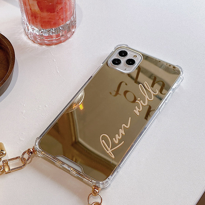 Compatible with Apple, Compatible with Apple , Golden Chain Mirror Suitable For IPhone Soft Phone Case