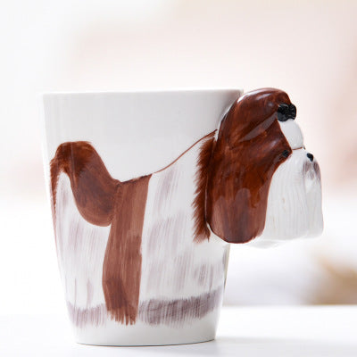 Festival gift Ceramic coffee milk tea mug 3D animal shape Hand painted Cow cup