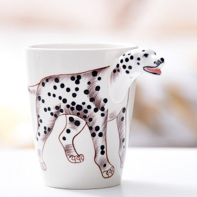 Festival gift Ceramic coffee milk tea mug 3D animal shape Hand painted Cow cup