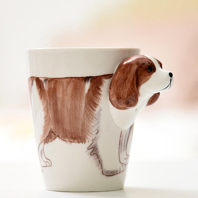 Festival gift Ceramic coffee milk tea mug 3D animal shape Hand painted Cow cup