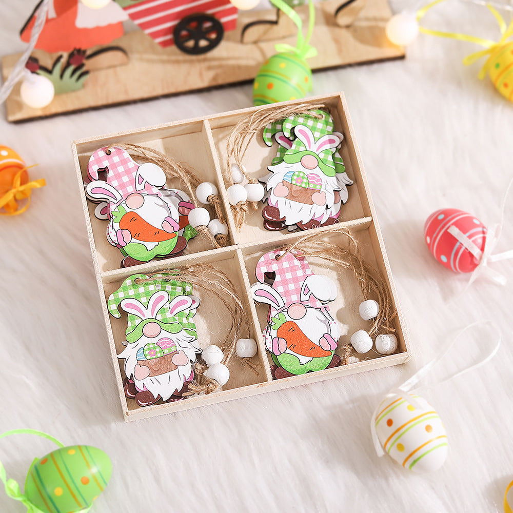 Easter Decorations Wooden Rabbit Car Charm