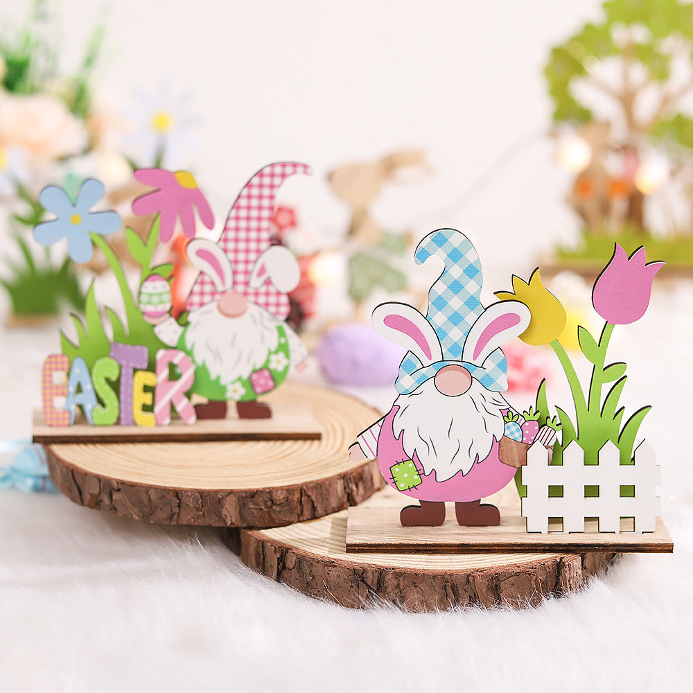 Easter Wooden Crafts Decoration Scene Dress Up Props