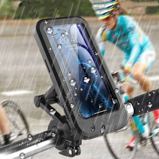 360 Rotatable Waterproof Bicycle Motorcycle Mobile Phone Holder Bike Handlebar Non-slip Clip Stand GPS Mount Bracket